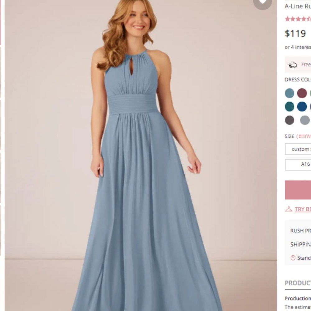 Azazie Bonnie Dress Dusty Blue